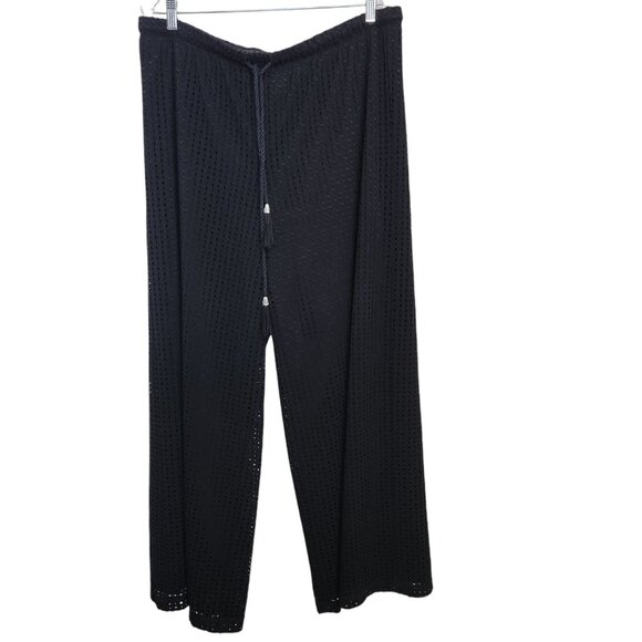 Chico's Pants Womans 3 XL 16 Black Layered Mesh Pull On Pants Stretch Drawstring - Picture 1 of 15